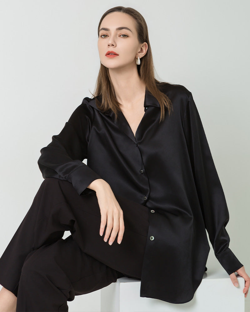 Oversized Button Up Silk Shirt