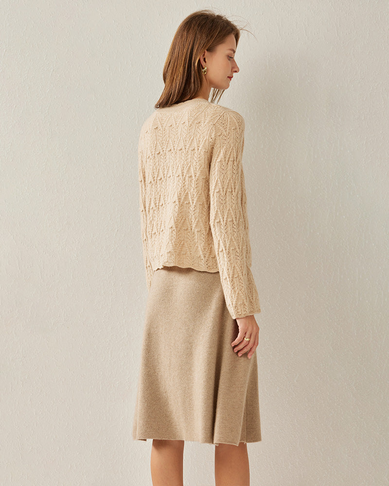 V-Neck Cable Knit Cashmere Cardigan