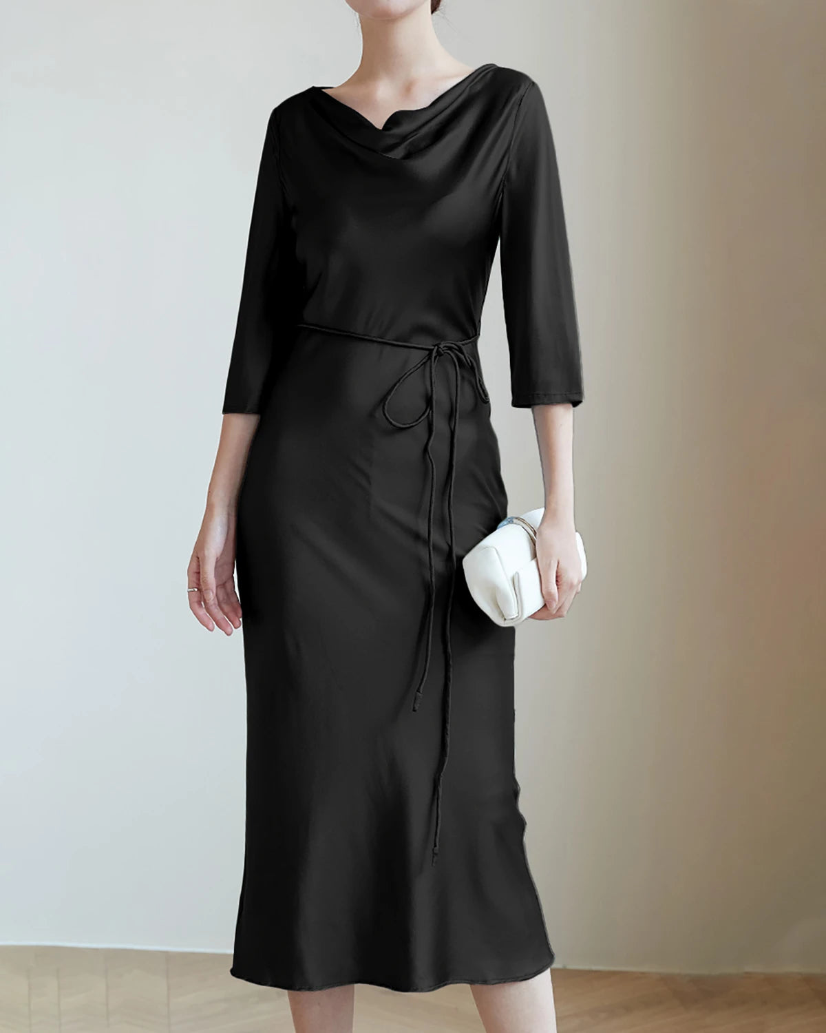 30Momme Silk Cowl Neck Dresses