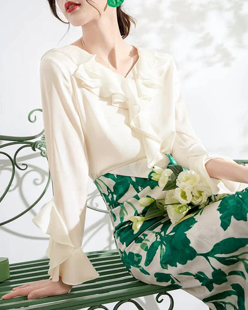 Women's Silk Ruffle Blouse