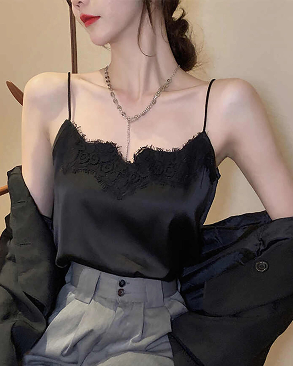 Lace Silk Cami Top