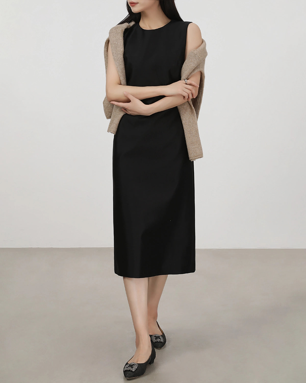 40 Momme Silk Sleeveless Midi Dress