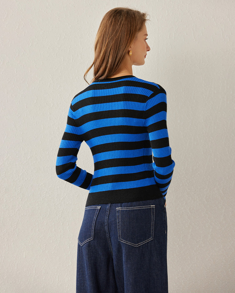 Classic Stripe V-Neck Cardigan
