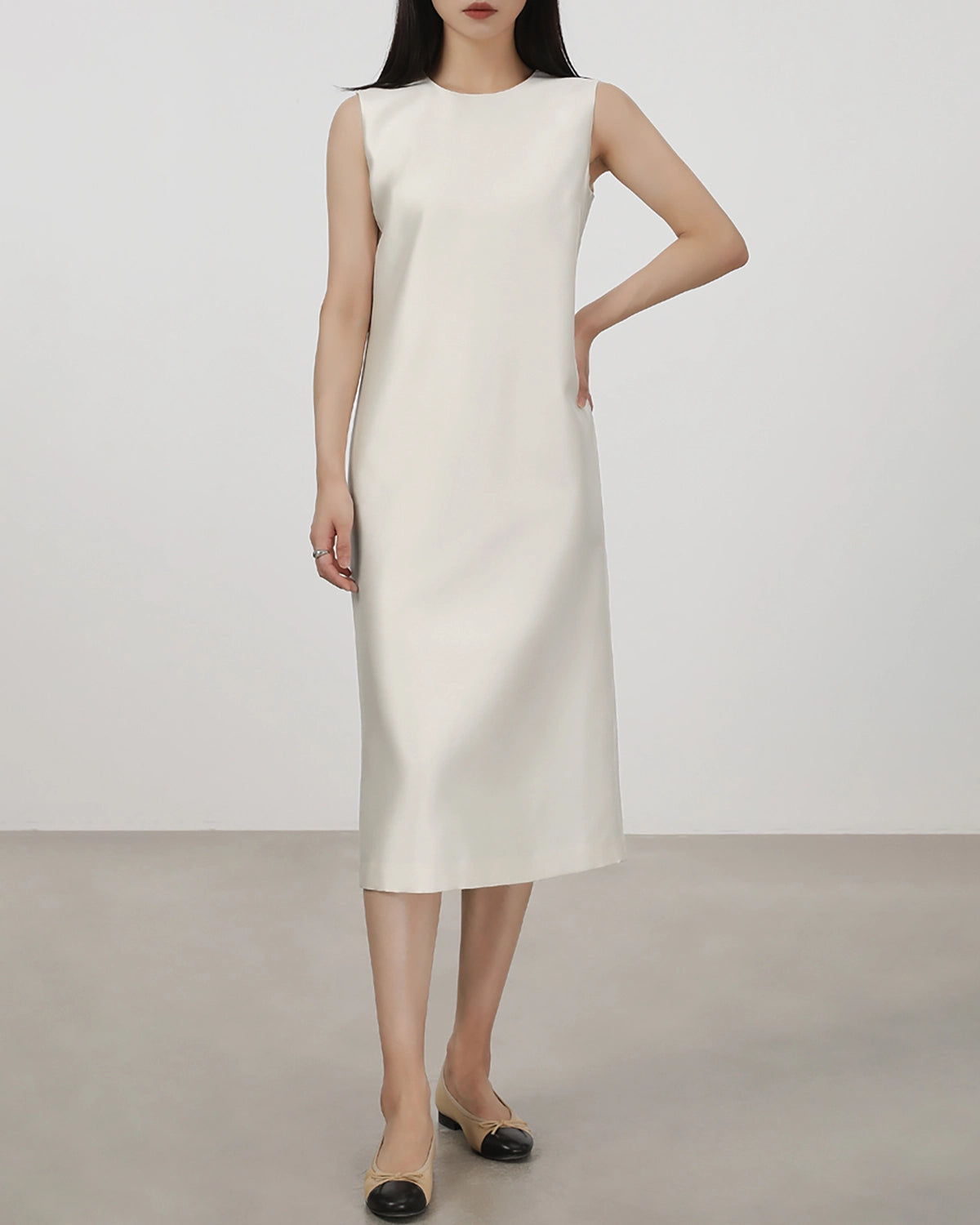 40 Momme Silk Sleeveless Midi Dress